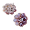 Boucles d'oreilles HAHATOTO ronde fleur forme violet couleur cristal perlé Boho déclaration de mode pour les filles bijoux à la mode