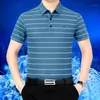 Männer Polos Pirkasan Seide T-shirt Kurzarm Lose Mittleren Alters High-end-Shirt Sommer Papa Revers