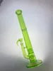 Glass hookah green bong 18 inch 18mm 360 degree cap 3 perks straight neck