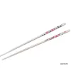 Chopsticks 5 par/ställ in kinesisk metall icke-halk i rostfritt stålhoppinnar Set återanvändbara sushi baguette