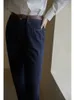 Dżinsy damskie dushu dżinsy ciemnoniebieska wysoka talia prosta nogi dżinsowe solidne vintage 100% bawełniane dżinsy kolorowe dżinsowe spodnie 230510