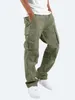 Erkekler kot yeni moda kargo pantolon erkekler ince fit düz bacak moda haki çok cepler gevşek gündelik pantolon t230510