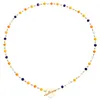 Créateur de bijoux 7 couleurs pour femmes collier de créateurs de luxe mode tempérament chaîne de perles de verre cristal noir, simple bouton OT collier de fleurs courtes 01