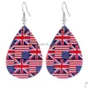 Charm Pattern Leaf Drop Leather Earrings For Women American Flag Fivepointed Star Waterdrop Dangle Earring Independence Day D Dhgarden Dhesu