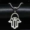 Pendant Necklaces 2023 Hamsa Hand Stainless Steel Chain Necklace Women Jewelry Silver Color & Pendants Jewellery Erkek Kolye N74165B