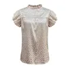 Women's Blouses Peplum Leopard Print Short Training Dameshirt atletische tops voor compressieoverhemden met lange mouwen