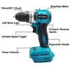 Electric Drill 10mm Cordless Brushless Drill Electric Hand Drill Screwdriver 2 Speed 23 Torque Setting fit 18v Battery No Battery 230509
