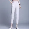 Damenhosen 2023 Sommer Frauen Casual Solide Frühling Baumwolle Leinen Dame Knöchellange Hose