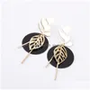 Charm New Bohemia Round Hoop Leaf Dangle Boucles D'oreilles Pour Femmes Filles Colorf Metal Charms Drop Earring Summer Beach Jewelry Party Dhgarden Dh1Sj