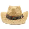 Breite Krempe Hüte Eimer Stroh Western Cowboy Hut handgemachte Strand Filz Sonnenhüte Party Cap für Mann Frau Curling Sonnenschutz Unisex 230509