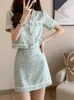 Two Piece Dress French Vintage Small Fragrance Set Women Short Jacket Coat Mini Skirt Sets Korean Fashion Summer 2 Outfit 230509