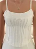 Femmes Tanks Camis CHRONSTYLE Blanc Fleur Spaghetti Strap Chic Femmes Sans Manches Col Rond Crosets Crop Tops Party Casual Sling Tank Vest 230509