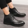 British Style Men Business Boots Designer Gentleman Casual Men Dress Boots äkta läder Men kontor Ankelstövlar Botas Hombre