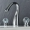 Bathroom Sink Faucets Tuqiu Chrome Basin Faucet Brass Nickel Widespread Crystal 3 Hole And Cold Waterfall Tap