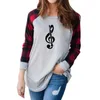 Dames t-shirts Treble Clef Clarinet Band Letter Print Loose T-Shirt Women Long Sleeve T-shirt Music Lover Gift Spring Spring herfst Casual Soft