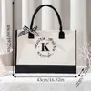 Storage Bags Personalized Initial Canvas Beach Bag Gift Tote Bag For Women Suitable For Wedding Birthday Beach Holiday Unisex Letter Tote Bag P230510