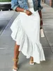 Юбки WUHE, асимметричная длинная юбка макси с высокой талией и оборками по подолу, осень-зима 2023, уличная модная женская мода