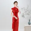 Этническая одежда китайский стиль негабаритный женский платье простое сплошное цвето