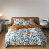 Beddengoed stelt Svetanya Noordse witte bloemen Pastorale bladeren Egyptische katoen Koningin King Size Bedlinens gemonteerde plaat dekbedovertrek Set 230510