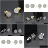 Stud Tiny Zircon Earrings Sier Gold Colors Mini Disc Round Cz For Women Minimalist Design Party Jewelry Drop Delivery Dhgarden Dh0Qc