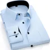 Camisas de vestir para hombre Camisas de trabajo para hombre Marca suave Manga larga cuello cuadrado regular sólido liso / sarga hombres vestido blanco tops masculinos 230510