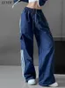 Women's Pants Capris Stripe Patchwork Women Cargo Pants American Style Fashion Streetwear Loose Wide Leg Pants Y2K Female Hip Hop Sweatpants 230510