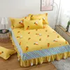 Bed Skirt Home Textile Cotton Bed Skirt Bed Linen Lace Bedspread Cartoon Bed Cover Twin Full Queen king Size bed skirt leaves pillowcase 230510