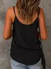 Women's Tanks Camis Sexy See-Through Splicing Camisole V Neck Sleeveless Spaghetti Strap Black Cami Summer Casual Tank Top 230510