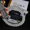 Vente Drop Shipping Service 925 Sterling Silver Hip Hop 15mm Iced Out Moissanite Diamond Cuban Link Chain