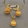 Ketting oorbellen Zet prachtige koper-vergulde 24k gouden holle bal voor vrouwen eenvoudige Vietnamese zand retro landelijke stijl aretes