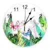 Wall Clocks Plant Leaf Butterfly Green Simple PVC Digital Clock Modern Design Living Room Decor Large Watch Mute Hanging