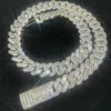 Подвесные ожерелья 15 мм тонкие хип -хоп ювелирные изделия багьют бриллиантовые ожерелье стерлинго