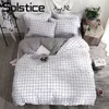 Sängkläder sätter Solstice Home Textile Black Lattice Däcke Cover Pudowcase Bed Sheple Simple Boy Girls Set Single Twin Double Beds 230510