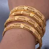 Brazalete 4 unids/lote Dubai 24K brazaletes de Color dorado para mujeres niñas Etiopía nupcial africano boda esposa brazaletes fiesta regalo