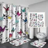 Zasłony prysznicowe Butterfly Waterproof Curtain Set z 12 haczykami pokrowca na toaletę dywaniki dywaniczne dywany do mycia Doradza domu 230510