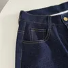 Damen-Jeans, Damen-Jeans mit hoher Taille, dunkelblau, helle Linie, gerade Jeans, dünne Jeans mit weitem Bein, 230510