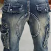 Męskie spodenki mody dżins mody z wieloma kieszeniami szczupłe jeansy wojskowe dla mężczyzn myte 230510