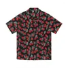 Men's Casual Shirts ERTH Men's Summer Fashion Flowers Male Printing Short Sleeve Tops 2023 Stylish Korean Style Streetwear