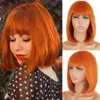 Hair Wigs Orange Ginger Human for Women Short Straight Bob with Bangs Full Machine Made Remy 230510
