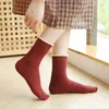 Kadın SOCKS 2023 Dantel İşçilik Fırçaları Katı Pamuk Nefes Alabilir Harajuku Vintage Street Giyim Mürettebatı Çorap Japon Kawaii Sevimli Kadınlar