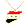 Kedjor Elfin herr- och kvinnors rostfritt stål dropplim färgglada mode Simple Syria National Map Necklace Commemorative
