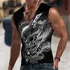 Rukas Sleeveless T-Shirtless Graphy Men's Skull Graphic V-Deace Clothing 3D Printing Sports Running 3D Printing Pattern Muscle Daily Muscle