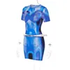 Tvådelad klänning 3D Body Print 2 Piece Set Dress Women mode Kort ärm T-shirt Crop Top Bodycon Mini kjol 2023 Summer Casual Suit Clubwear T230510