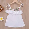 Ensembles de vêtements Humour Ours Fashion Style Filles 3D fleurs Sling Top + Denim Shorts 2Pcs Casual Toddler Clothes Y23