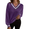 Maglioni da donna Maglione primaverile da donna Tinta unita sciolto Scollo a V Manica lunga Emperament Semplice pullover in peluche color caramella Top Regalo di Natale