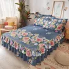 Bed rok 3 stks set huidvriendelijke zacht schuurprinses spread 1 st bloemen bed rok2pcs kussentje king queen size bruiloft bedapread 230510