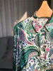 Spring Summer Long Sleeve Lapel Neck Paisley Print 100% Silk Buttons Single-Breasted Blouse Women Fashion Shirt S3W10QXLD