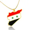 Kedjor Elfin herr- och kvinnors rostfritt stål dropplim färgglada mode Simple Syria National Map Necklace Commemorative