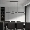 Chandeliers Modern Nordic LED Chandelier Long Strip Pendant Lamps For Living Room Restaurant Home Decor Black/White Design Ceiling Lights