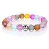 Cuentas 8Mm Diseño de moda Cristal de cristal Natural Flash Stone Bead Bracelet Para Mujeres Hombres Colorf Moonstone Dl Polish Frosted E Dhgarden Dhabc